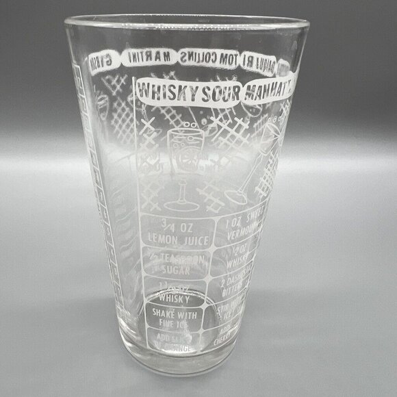 Vintage Federal Glass Cocktail Recipe Mixing & Measuring Bar Glass EUC - Picture 1 of 10